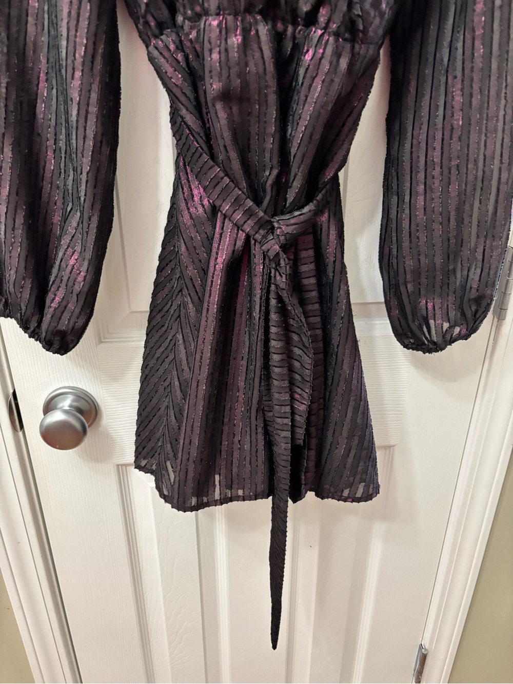 ModCloth Time To Shine Metallic Purple Mock Wrap Dress Women’s Size XL - Picture 3 of 5